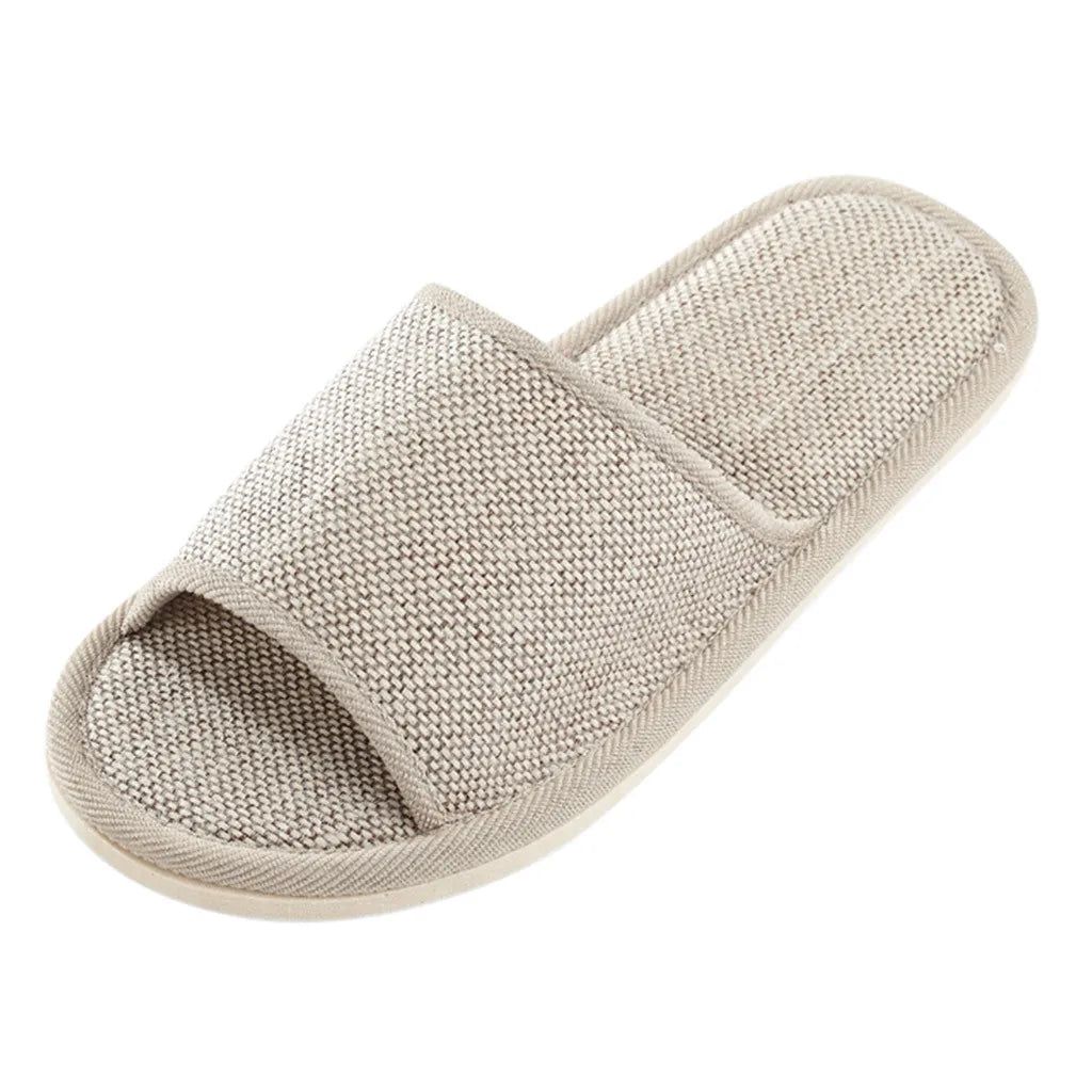 Linen Slippers For Men And Women Indoor Floor Slippers Domestic Flat Shoes Home Slippers Indoor Flat Shoes Sandals